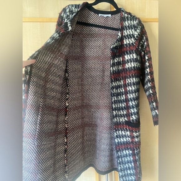 Cleo Houndstooth Long Open-Front Cardigan Size Medium - Picture 6 of 8